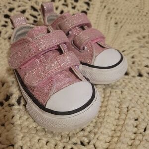 Converse Pink Glitter Kids' Velcro Canvas Shoes
